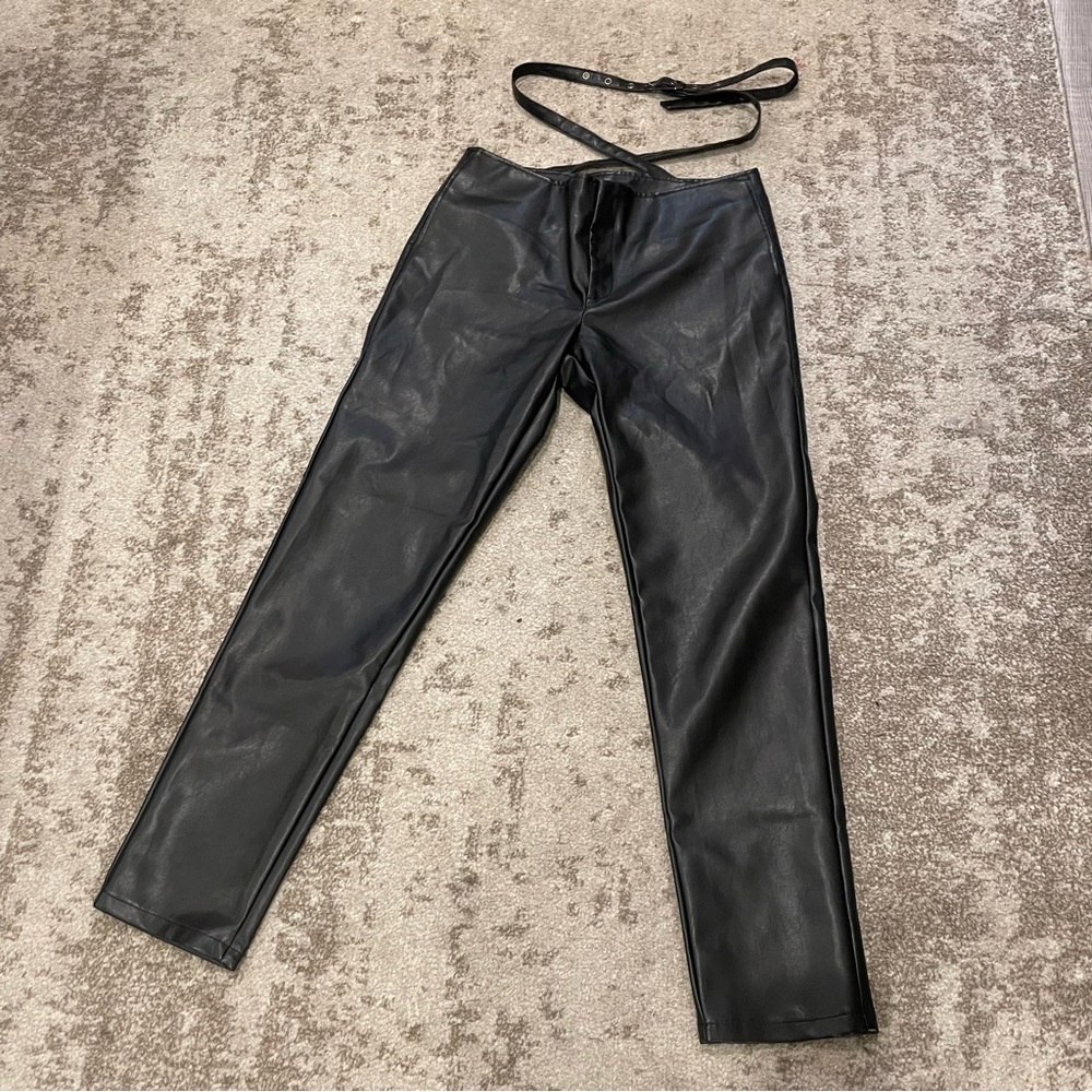 Lioness Black Straight Leg Leather Pants - Picture 7 of 7